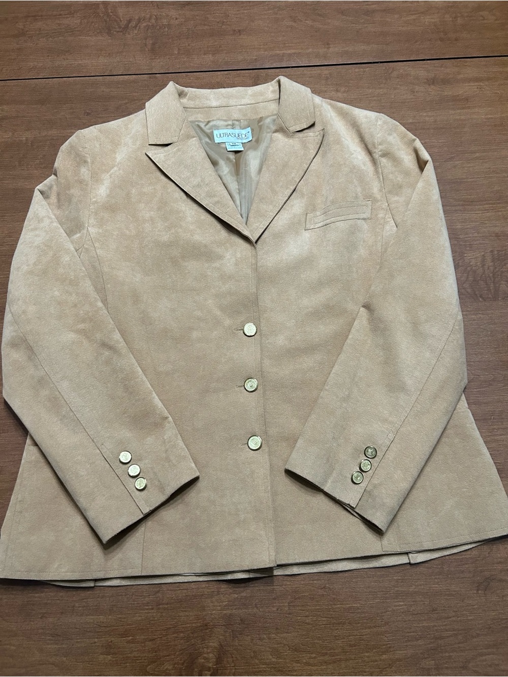 Vintage Y2K Faux Suede Tan Single-Breasted Blazer